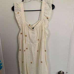 Wild Fable White Mini Dress w/ Flower Embroidery